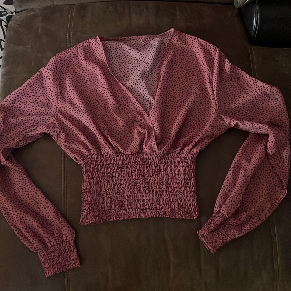 Pink blouse crop top